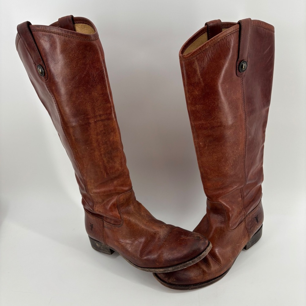 Frye Melissa Button Riding Boots Womens 7 Brown Leather Tall Equestrian